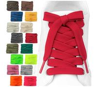 SULPO 2 Pairs Flat Shoelaces - 12mm Wide Shoe Laces for Shoes - 60-200cm - Washable & Tear Resistant Polyester - 18 Colours, red, 150cm - 2 Paare