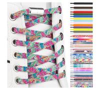SULPO 2 Pairs of Laces Without Tying - Elastic Shoelaces for Trainers, Shoe Laces Quick Release System with Metal Capsules, for Adults, Children and Seniors, Colourful glitter, One Size