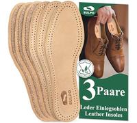 SULPO 3 Pairs of Insoles Made of Vegetable Tanned Leather - Insoles with Natural Cork Against Sweaty Feet for Men and Women Anti-Sweat Odour Absorber Soles - Cork Insoles