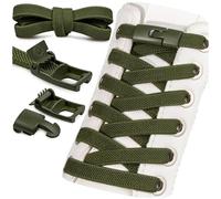 SULPO Elastic Shoelaces without Tying - 100 cm Long, Flat Rubber Quick Release, No Tie Sneakers, olive green, One Size