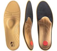 SULPO Leather Insoles Men & Women - Orthotic Inserts for Flat Feet & Arch Support - Plantar Fasciitis Insoles with Activated Carbon for Heel Pain & Anti-Sweat Comfort- Size 7 UK W
