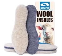SULPO Pack of 2 Pairs of Winter Insoles - 13.7 mm Thick Wool Synthetic Felt - Natural Sheep Wool, Warm, Comfortable - Breathable Thermal Lining, Winter - Size 26