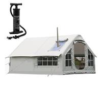 SULQING 10㎡ Blow Up Tents 4-6-8 Man Large Family Air Tent with Stove Jack, Inflatable Camping Tent, Waterproof 4-Season Large Glamping Pump Up Tents, 6 Mesh Screen Windows&1 Doors, Easy Setup