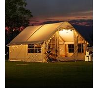 SULQING 4 Season 3000mm Waterproof Pop-Up Family Pump Up Tents, Large Glamping Air Tents 4 6 8 Man Big Air House Tent for Outdoor Camping with Stove Hole, Inflatable Tent with Air Pump,