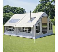 SULQING 4 Season 3000mm Waterproof Pop-Up Family Pump Up Tents, Large Glamping Air Tents 4 6 8 Man Big Air House Tent for Outdoor Camping with Stove Hole, Inflatable Tent with Air Pump,