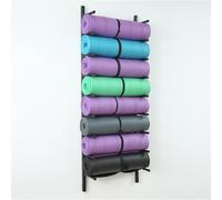 SULQING 6/9-Tiers Yoga Mat Holder Wall Mount, Metal Storage Rack for Yoga Mat/Wheels, Foam Roller and Block Etcs, Wall Rack Organizer for Home Gym