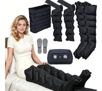 SULQING Air Pressure Leg Compression Massager, Full Leg Compression Device for Lymphatic Drainage with 6 Chamber, Customisable 0-240 mmHg Pressure and 0-30 Minute Timer for Daily Recovery