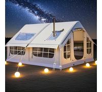 SULQING Blow Up Tents 6-8 Man Inflatable Camping Tent, 10㎡ Large Glamping Tent with Stove Hole, Quick To Set Up,Easy Setup Large Family Air Tents 4 Season 3000mm Waterproof Pop-Up Pump Up House,