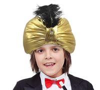 Sultan Costume Turban - Unisex Arabian Hat Decorative feathers Gem, aladdins-Inspired Headwear Men Women Teens | Fancy Dress Turban Cap, Vintage Cosplay Hat Adults, Halloween Party roleplays Event for