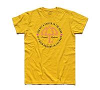 Sultans of Swing Men's T-Shirt - You Get a Shiver in The Dark, It's a Raining in The Park - Dire Shirt - Classic Line - 100% Cotton 185gsm, yellow, L