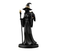 Sulxyi Black Gold Staff Witch Sculpture, Gothic Witch Statue, Dark Fantasy Ornament, 20x8x8cm, with Raven and Staff, Perfect Centerpiece, Ideal for Shelf Tabletop