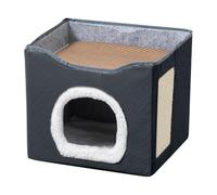 Sulxyi Cat Bed Cave, Foldable And Portable, 40x34x33cm, Garden Yard Pet Shelter, Soft Plush Cat Shelter, Semi-enclosed Design, For Porches, Balconies, Gardens