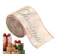 Sulxyi Christmas Ribbons | 6.5 Ft Christmas Strap Decoration | Champagne Color Holiday Ribbon,for Holiday Wrap Present Tree Decor Bow Wreath Flower Bouquet