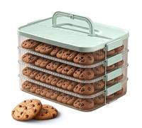 Sulxyi Cookie Holder Container - 4-Layer Food Fresh-Keeping Box with Handle - Freezer Dessert Keeper - for Biscuits Cheese Snack Dumplings Home Apartment Kitchen Dining Room Picnic Camping