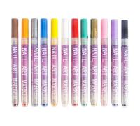Sulxyi Nạil Art Pens, Ultra-fine 0.5mm tip, 12 vibrant colors, Nail Markers, Women Fine Tip Art Pen, Waterproof and quick-drying, idea for DIY, Home, Salon, Travel, Women & Girls