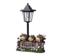 Sulxyi Solar Light Statue, Solar Highland Cow Gnome Statue, Resin Garden Decor with Solar Lantern (Waterproof), Funny Outdoor Ornament, Ideal for Patio, Yard, Pathway