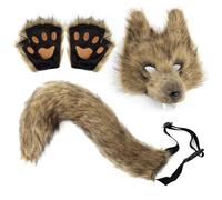 Sulxyi Wolf Cosplay Costume Set, Complete Set, Easy-To-Wear Design, Faux Wolf Dress Up Accessories, Animal Outfit Cosplay, Easy to Clean and Maintain, for Girls Women