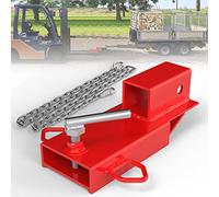 Sulythw Clamp-on Forklift Trailer Hitch Attachment, 2" Receiver, Red, 3000-lb Towing Capacity, Fits Forks up to 4.33" Width and 1.3" Thick, Universal Forklift Ball Hitch Mount, Safety Chain Included
