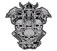 Suma Shop Large Embroidered Patch Skull Skull Biker Viking Skull Patch for Jackets, Vest T-Shirt, Patches for Clothing, Sew On Patches with Iron