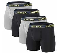 SUMABA Men's Underwear Moisture Wicking Bamboo Viscose Boxer Briefs M L XL 2XL 3XL, 74023black/Grey 4-pack, XXL