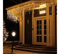 Sumairs Icicle Lights Outdoor, 17M 480 LED Icicle Outdoor Christmas Lights, Icicle Lights Plug in with Memory, 8 Modes Holiday Lighting, Fairy Lights for Home/Party/Christmas Decorations Warm White