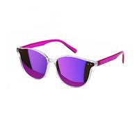 Sumato Round Cat Eye Sunglasses for Women Trendy Women Sunglasses Classic Vintage Designer Style UV400 Protection Purple Mirrored Lens Black Girls Men