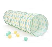 Sumbababy Pop up Kids Play Tunnel Indoor with Checkerboard Pattern | Fodable Tunnel for Toddlers to Crawl Through with Peach-skin Fabric, Children Play-zone Decor, EN71 Certified, 175×46 cm