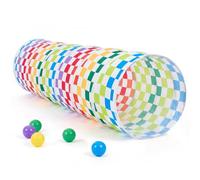 Sumbababy Pop up Kids Play Tunnel Indoor with Colorful Checkerboard Pattern | Fodable Tunnel for Toddlers to Crawl Through with Peach-skin Fabric, Children Play-zone Decor, EN71 Certified, 175×46 cm