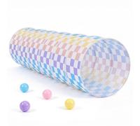 Sumbababy Pop up Kids Play Tunnel Indoor with Macaron Checkerboard Pattern | Fodable Tunnel for Toddlers to Crawl Through with Peach-skin Fabric, Children Play-zone Decor, EN71 Certified, 175×46 cm