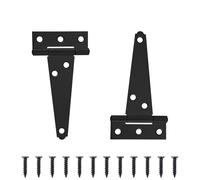 SUMBIN 4" Inch T-Strap Heavy Duty Shed Door Hinges Gate Strap Hinges Black Tee Hinge Wrought Hardware for Wooden Fences,Yard,Barn Door (2 Pack)