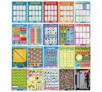 Sumbox 20 Pack Alphabet Poster Educational Poster Wall Chart For Students Learning Art Preschool Alphabet Language Science Maths Numbers Early Learning Teaching Classroom Posters