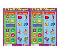 Sumbox Educational 2D and 3D Shapes Maths Poster, Purple 2039, Kids Room,297 x 420 month (Pack of 2)