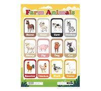 Sumbox Farm Animals Educational Poster A3 Size Early Years Learning Wall Chart for Nursery Classroom or Home