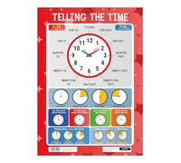 Sumbox Telling the Time Educational Poster A3 Size Analogue Clock Maths Wall Chart for Classroom or Home Learning