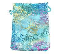 SumDirect 100Pcs 13 x 18cm Coral Pattern Organza Bags Wedding Party Gift Favor Bag Jewelry Pouches for Christmas,Baby Shower(Blue)…