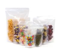 SumDirect 100Pcs Clear Zipper Resealable Stand Up Pouch/Snack Packing Bag for Food Snack Tea and Etc (130x200mm)