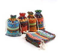 SumDirect 20Pcs Egyptian Ethnic Style Linen Burlap Bag, lightweight Gift Bags Breathable Jewelry Pouches with Drawstring Packing Storage Jute Sacks for Wedding, Party, Birthday, DIY Craft (10x15cm)