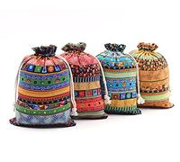 SumDirect 20Pcs Egyptian Ethnic Style Linen Burlap Bag, Lightweight Gift Bags Breathable Jewelry Pouches with Drawstring Packing Storage Jute Sacks for Wedding, Party, Birthday, DIY Craft