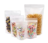 SumDirect 50pcs 13x20cm Matte Frosted Stand Up Food Bags, Zip Lock Stand-up Reusable Sealing Food Pouches Snack Packing Bag with Tear Notch Thicken Heat sealable for Storing, Snack Tea and Drinking
