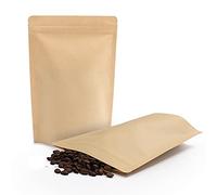 SumDirect 50Pcs 17x24cm Kraft Stand Up Food Bags, Zipper Reusable Packing Pouches Foil Lined with Tear Notch Thicken Heat Sealable, for Storing, Cookie, Snack Tea and Drinking