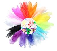 SumDirect Dance Scarves, Children Dance Juggling Scarf 60 x 60cm, Multicolor Square Silk Dance Scarf with Hemmed Edges, Baby Sensory Toys, Rhythm Band, Magic Performance Props Accessories（14 Colors）