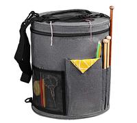 SumDirect Knitting Bag, Yarn Organizer Tote Bag Portable Storage Bag for Yarns, Carrying Projects, Knitting Needles, Crochet Hooks, Manuals and Other Accessories (Gray)