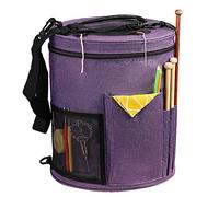 SumDirect Knitting Bag, Yarn Organizer Tote Bag Portable Storage Bag for Yarns, Carrying Projects, Knitting Needles, Crochet Hooks, Manuals and Other Accessories (Purple)
