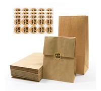 SumDirect Kraft Paper Lunch Bags - 50 Count Brown Paper Bags with sticker, Bulk Durable Bags for Sandwich Bread Gift Wrapping, Food, Party Favor (8x13x24cm)