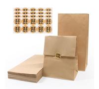 SumDirect Kraft Paper Lunch Bags - 50 Count Brown Paper Bags with sticker, Bulk Durable Bags for Sandwich Bread Gift Wrapping, Food, Party Favor (10x15.5x30cm)