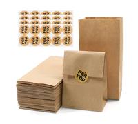 SumDirect Kraft Paper Lunch Bags - 50 Count Brown Paper Pouches with sticker, Bulk Durable Bags for Sandwich Bread Gift Wrapping, Food, Party Favor (5.5x9x18cm)