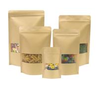 SumDirect Kraft Zipper Stand Up Bags (100, 15X22CM)