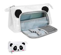 SumDirect Large Panda Pencil Case - Big Capacity Office Pen Stationery Cases Surface Waterproof with Compartments for Girls Boys Women Student Teens (White)