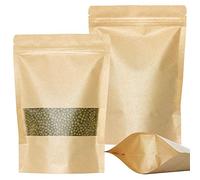 SumDirect Upright Paper Bags with Zip, Bag with Groove and Matt Window, Pack of 50, 14 x 20 cm
