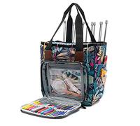SumDirect Yarn Bag, Knitting Organizer Tote Bag Portable Storage Bag for Yarns, Carrying Projects, Knitting Needles, Crochet Hooks, Manuals and Other Accessories (Rainforest)